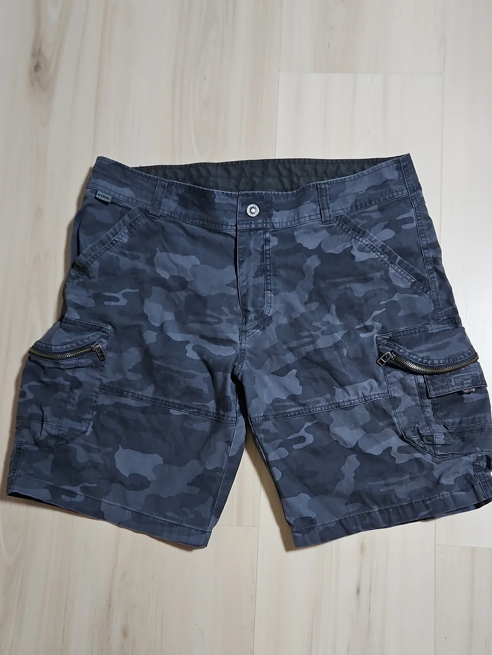 Kuhl Shorts Mens 38 Blue Gray Camo Ambush Cargo Tactical Utility Hiking Outdoor